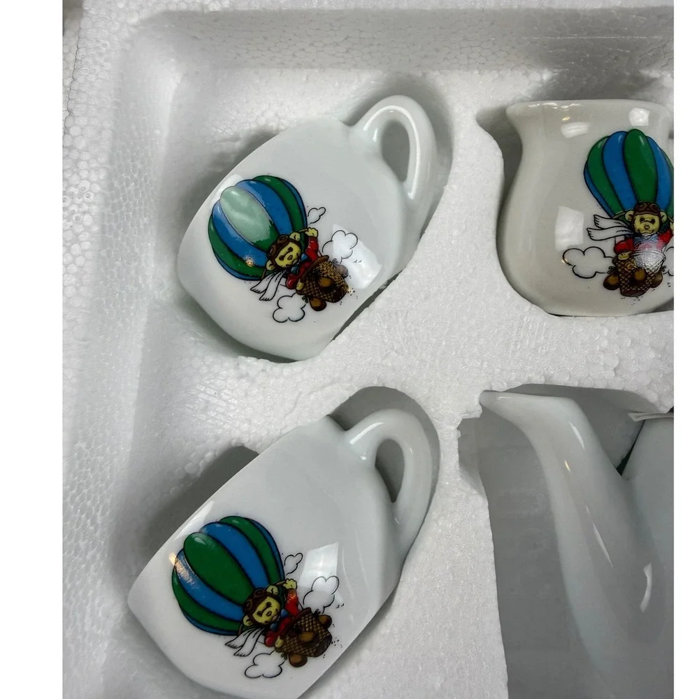 VTG Reutter Porzellan Germany Miniature Tea Set Hot Air Balloon Lands End NIB